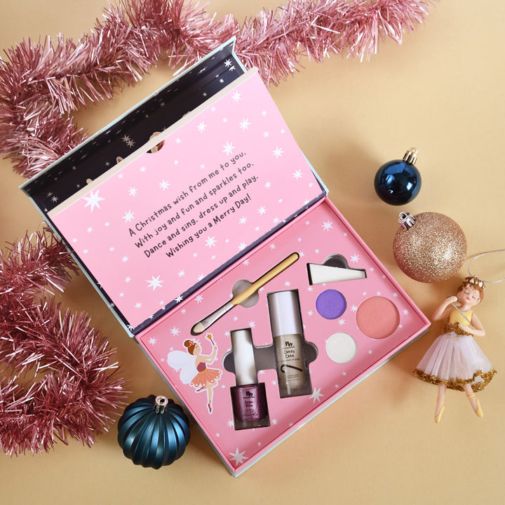 Limited Edition Christmas Pop Up Box - Kids Natural Makeup with Non Toxic Nail Polish and Lipgloss