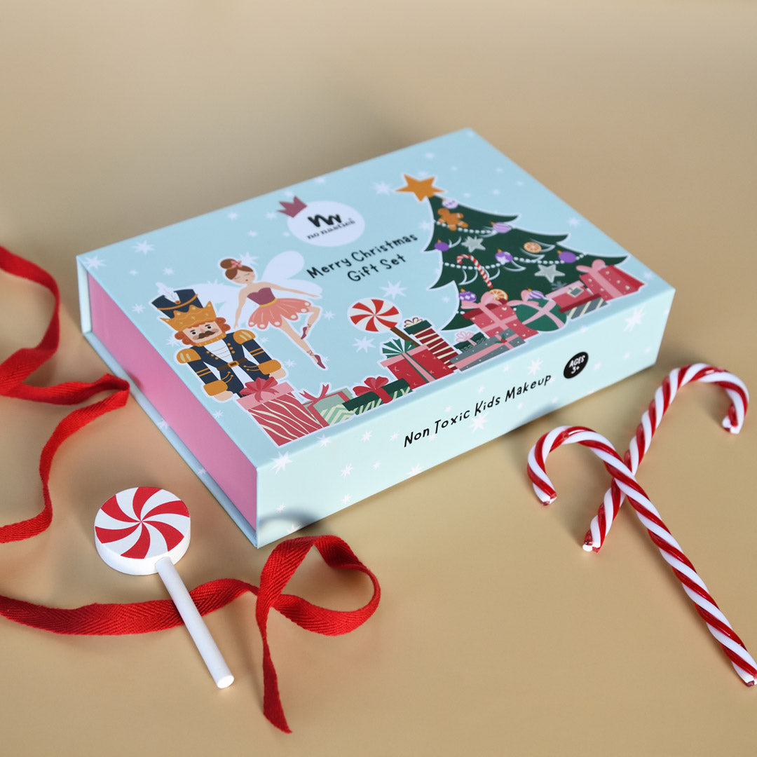 Limited Edition Christmas Pop Up Box - Kids Natural Makeup with Non Toxic Nail Polish and Lipgloss