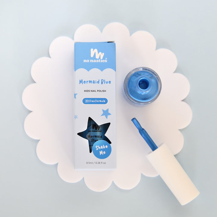 20 Free Non Toxic Water-Based Kids Nail Polish - Mermaid Blue