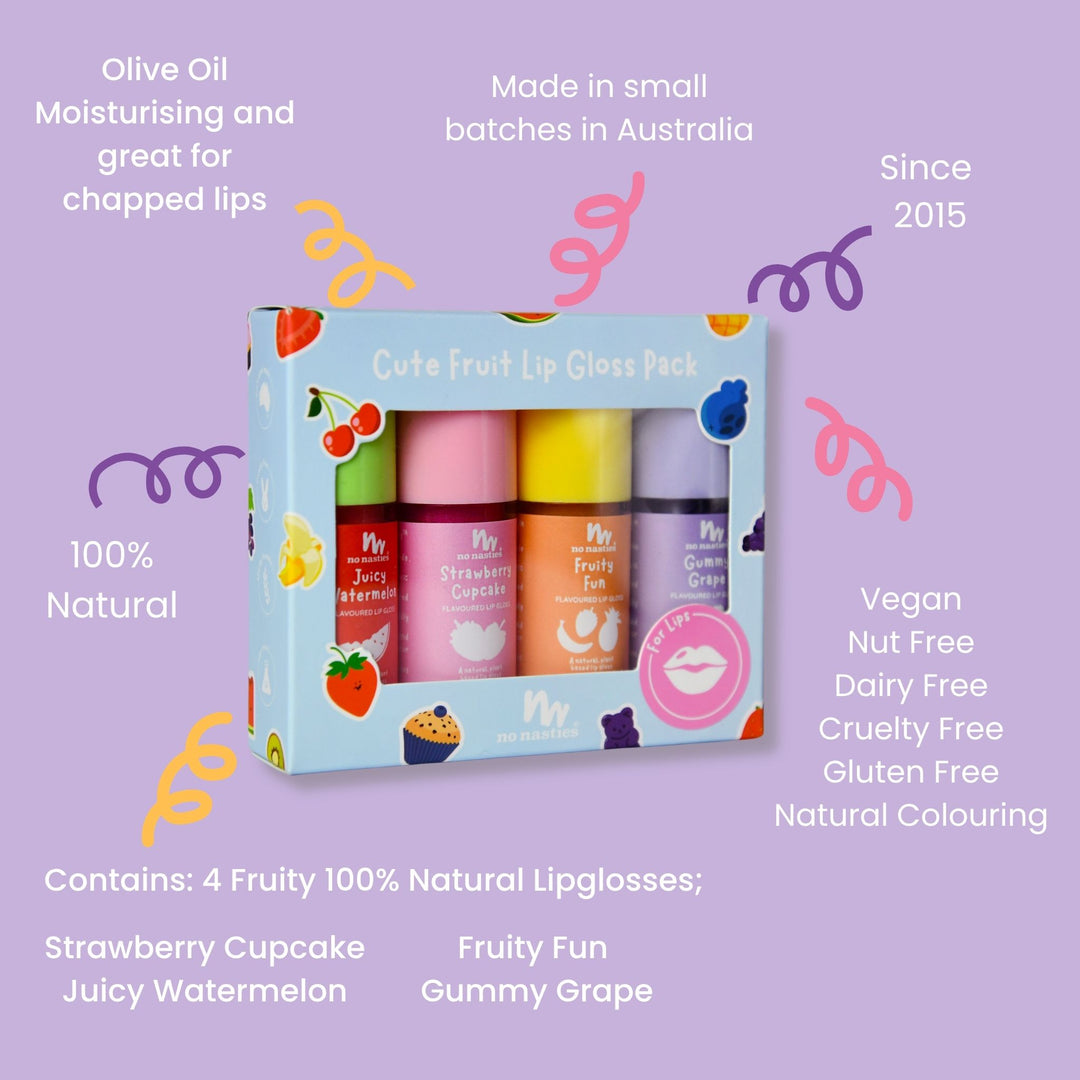 Kids Natural Lip Gloss Gift Set – Vegan & Non-Toxic