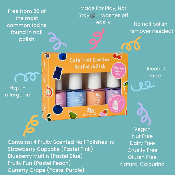 Kids Water-Based Nail Polish Gift Set – Non-Toxic Scented Polish