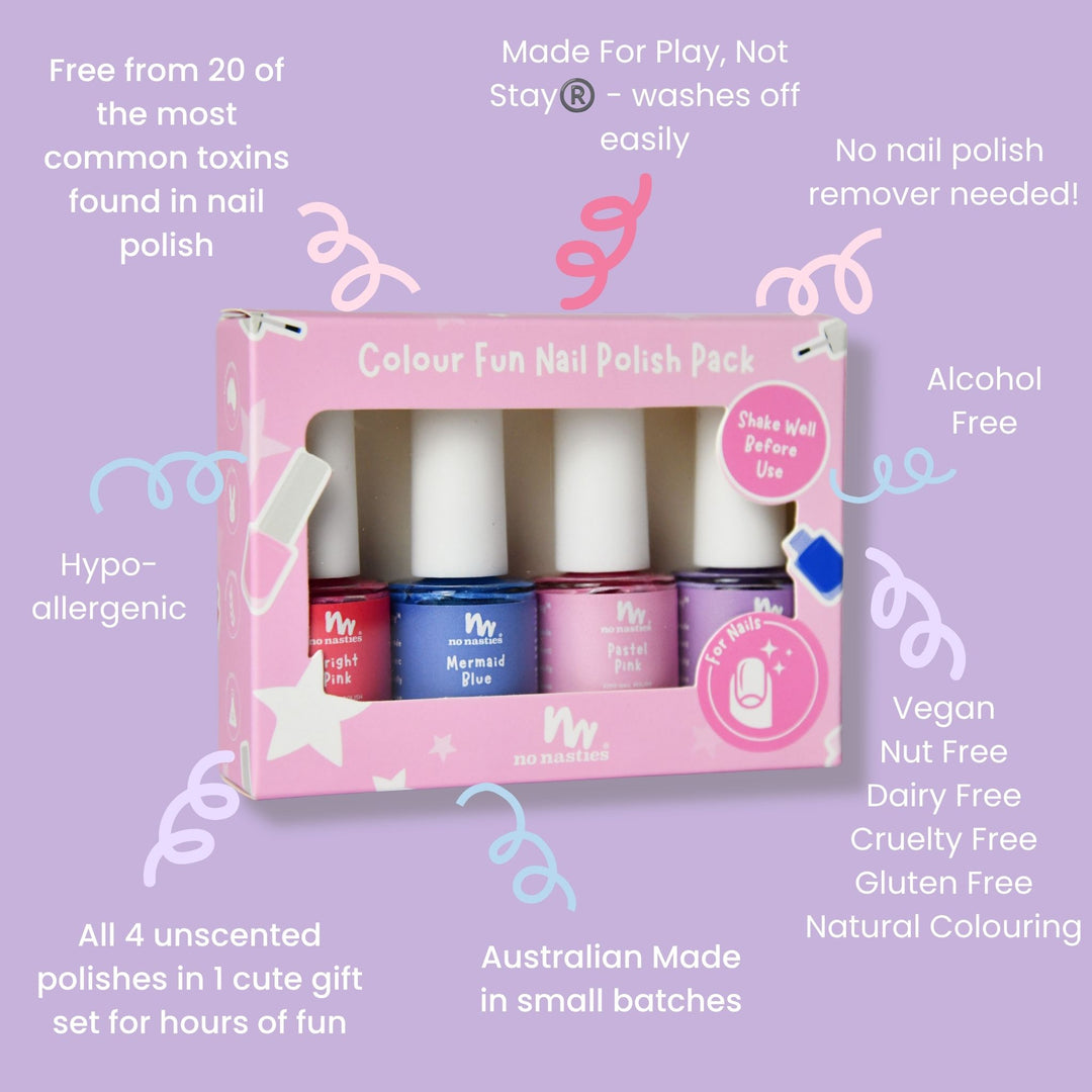 Unscented Nail Polish Gift Set – Non-Toxic & Water-Based 4 Pack